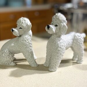 SOLD 
Chic Mid-Century! Rare Rosenthal White Porcelain Poodles Handpainted